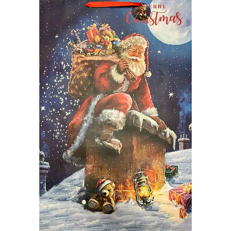 TRAD SANTA ON CHIMNEY SUPER JUMBO GIFTBAG 6S