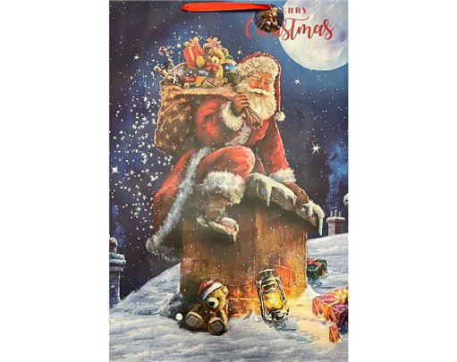 TRAD SANTA ON CHIMNEY SUPER JUMBO GIFTBAG 6S