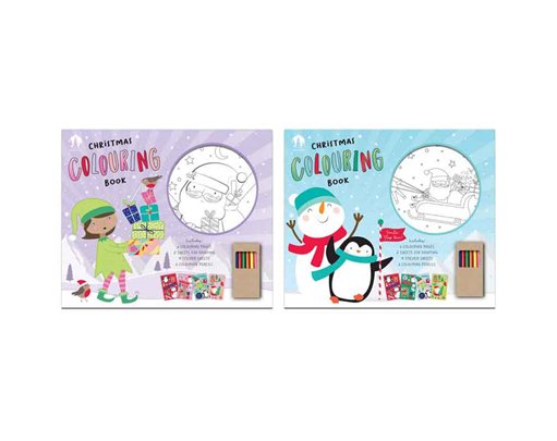 CHRISTMAS COLOURING & STICKER BOOK 12S
