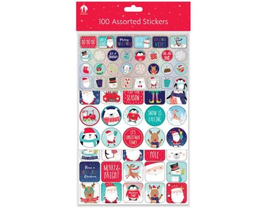 100 ASSORTED CHRISTMAS STICKERS 12S