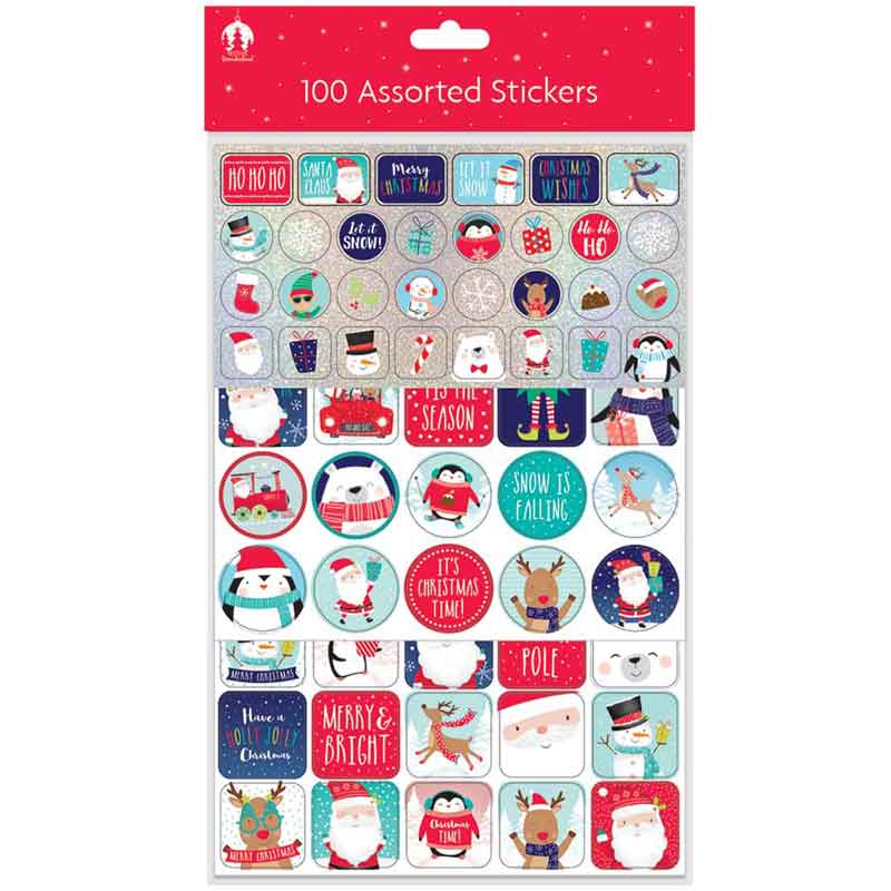 100 ASSORTED CHRISTMAS STICKERS 12S