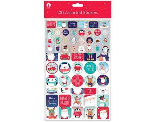 100 ASSORTED CHRISTMAS STICKERS 12S