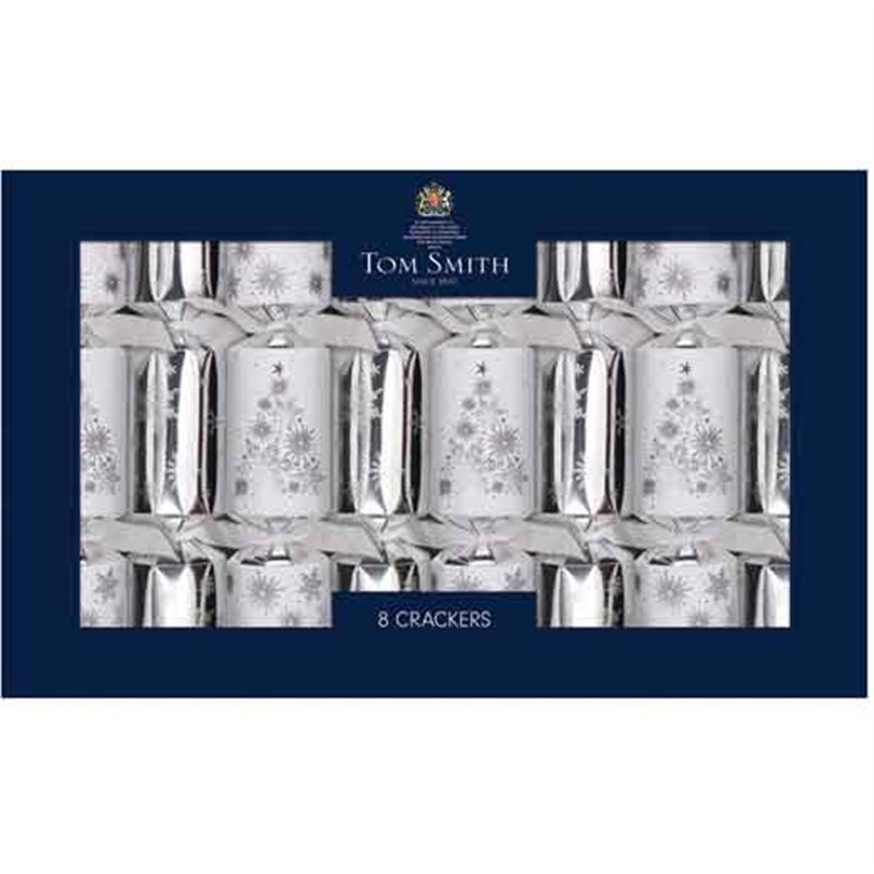 8PK 14in SILVER DELUXE CRACKERS