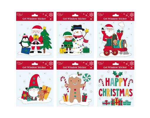 7in CHRISTMAS GEL WINDOW STICKERS 12S