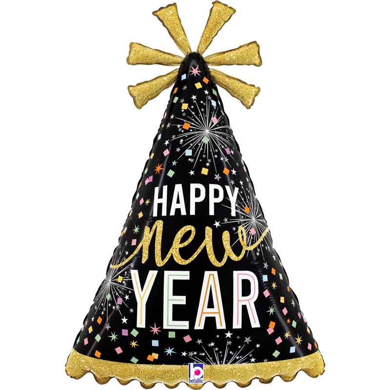 36in NEW YEAR PARTY HAT FOIL BALLOON