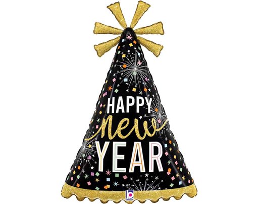 36in NEW YEAR PARTY HAT FOIL BALLOON