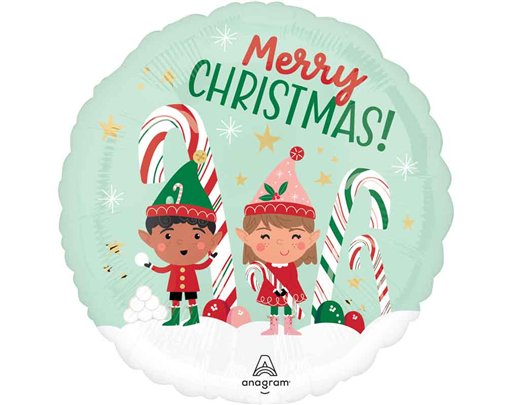 18in MERRY CHRISTMINTS ELVES FOIL BALLOON