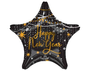 18in MIDNIGHT HOUR STANDARD STAR FOIL BALLOON