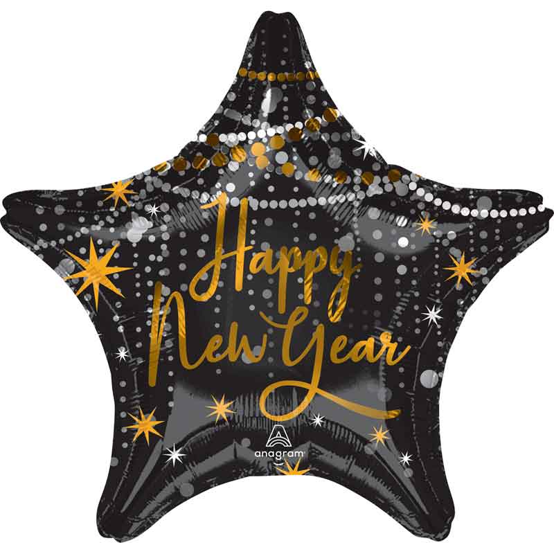 18in MIDNIGHT HOUR STANDARD STAR FOIL BALLOON
