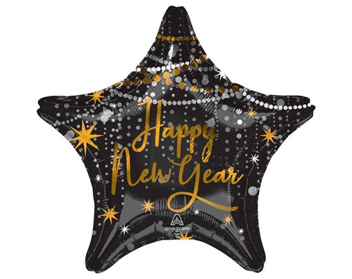 18in MIDNIGHT HOUR STANDARD STAR FOIL BALLOON