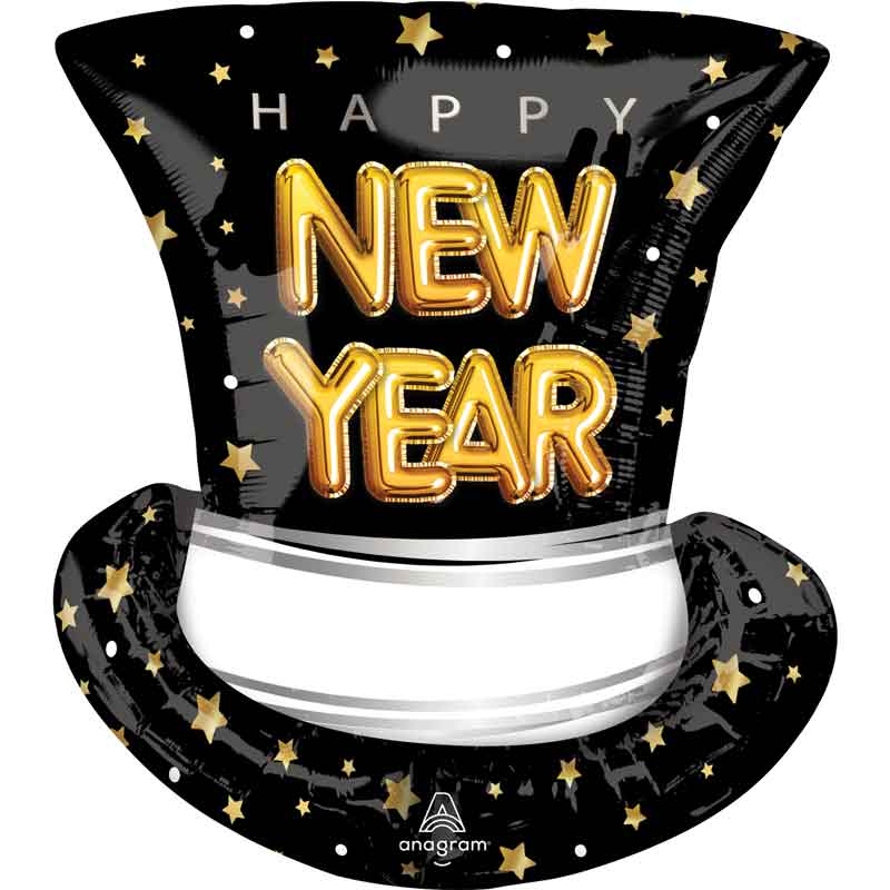 POP CLINK CHEERS TOP HAT SUPERSHAPE FOIL BALLOON