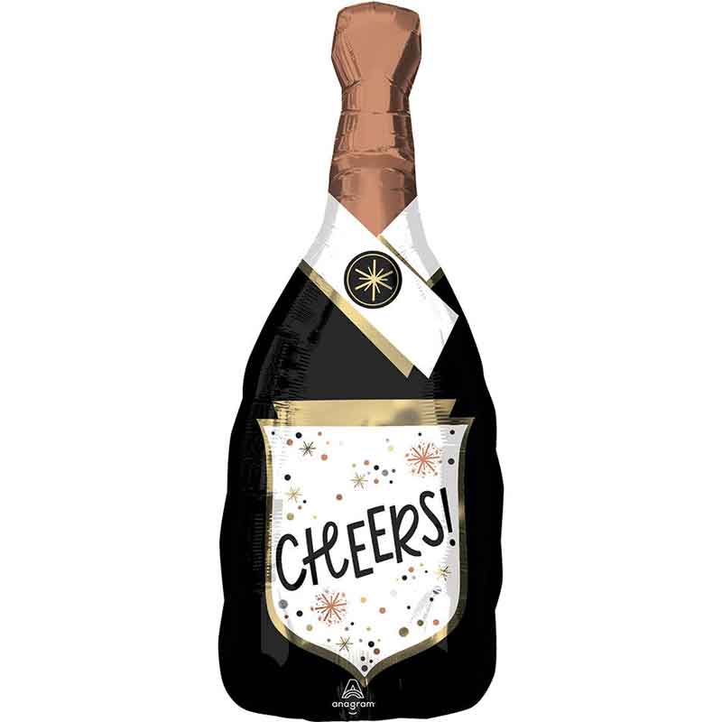 CHEERS CONFETTI BUBBLY BOTTLE SUPERSHAPE FOIL BALLOON