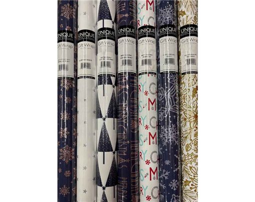 1.5m 7ASST BLUES ASST GLITTER ROLLWRAP 42S