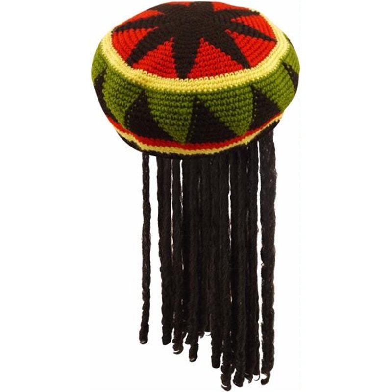 ADULT JAMAICAN HAT WITH DREADLOCKS