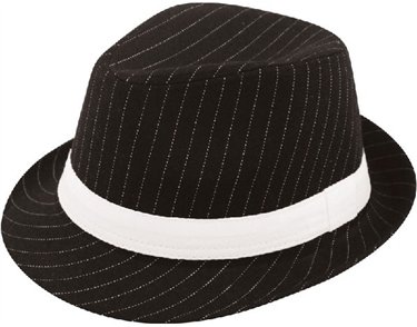 HAT GANGSTER W/STRIPE BLACK