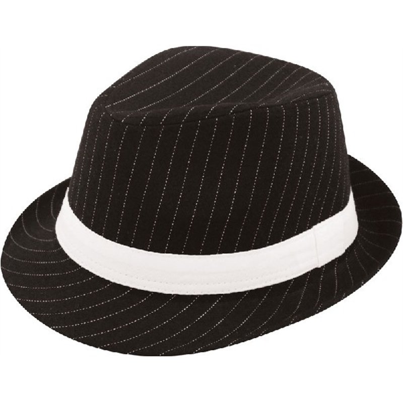 HAT GANGSTER W/STRIPE BLACK
