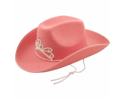 ADULT PINK COWBOY HAT W/TIARA