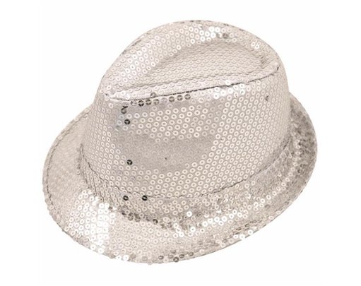 SEQUIN SILVER GANGSTER HAT