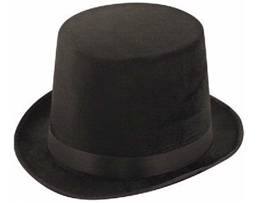 ADULT BLACK VELOUR LINCOLN HAT