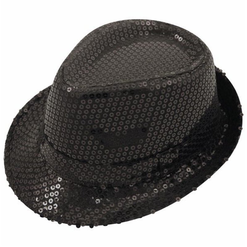 SEQUIN BLACK GANGSTER HAT