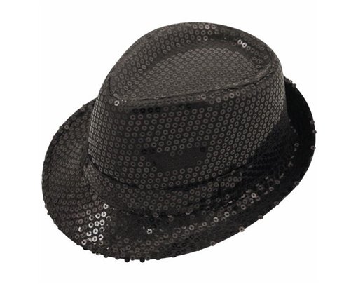 SEQUIN BLACK GANGSTER HAT