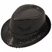 SEQUIN BLACK GANGSTER HAT
