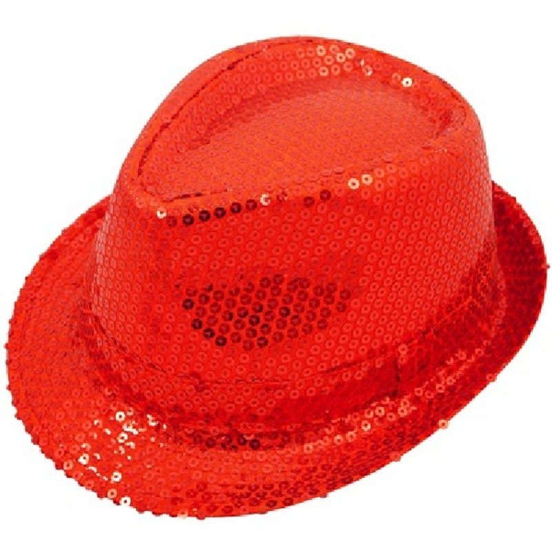 ADULT RED SEQUIN GANGSTER HAT