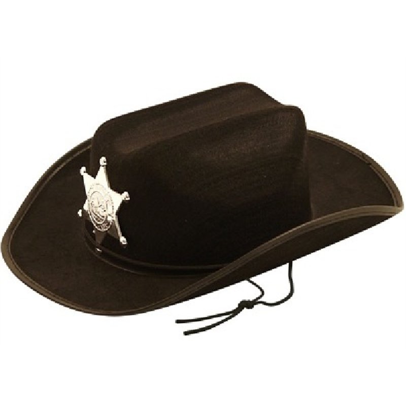 CHILD BLACK COWBOY HAT W/BADGE