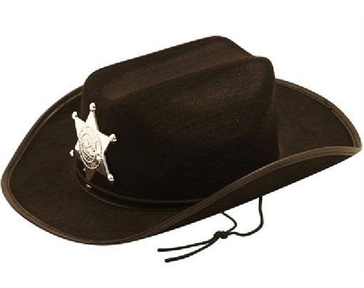 CHILD BLACK COWBOY HAT W/BADGE