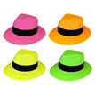 4ASST PLASTIC NEON GANGSTER HAT