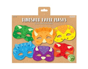 12PK DINOSAUR PAPER MASKS