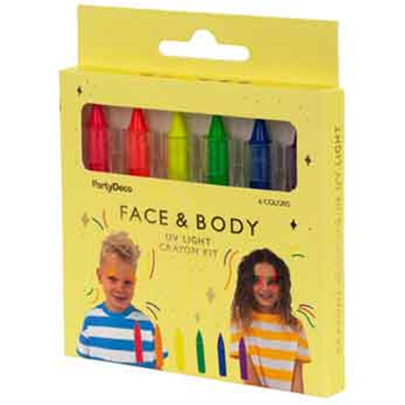 6PC UV GLOW FACE PAINT CRAYONS