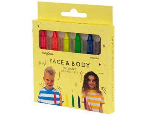 6PC UV GLOW FACE PAINT CRAYONS