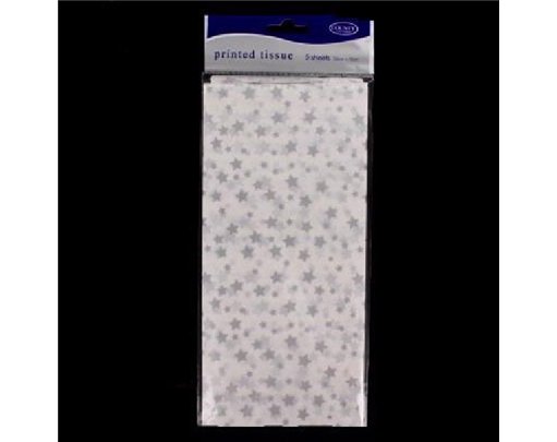 PRINTED TISSUE SILVER STARS  6S