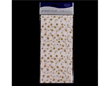 PRINTED TISSUE GOLD STARS  6S