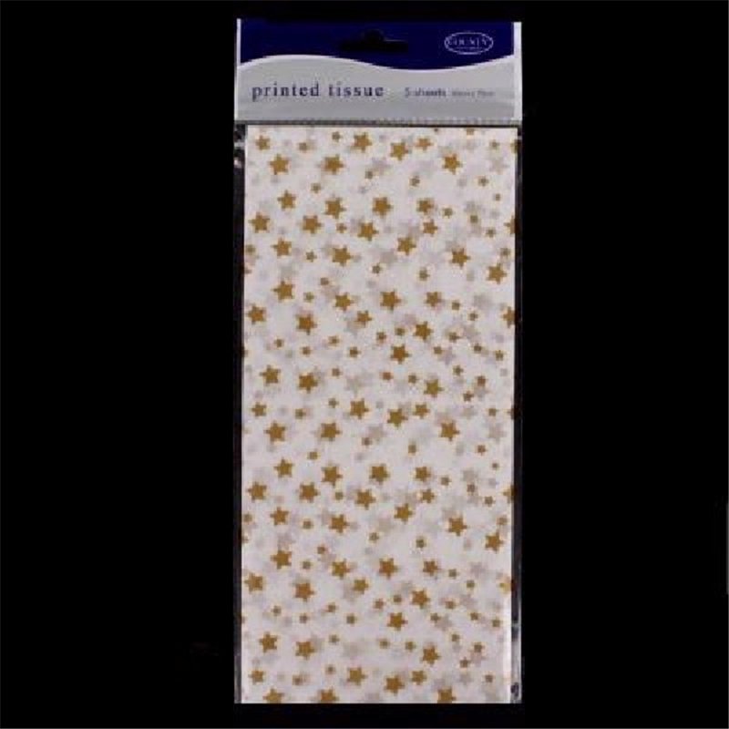 PRINTED TISSUE GOLD STARS  6S