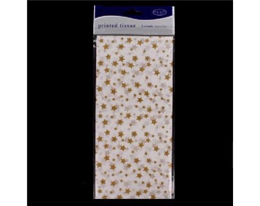 PRINTED TISSUE GOLD STARS  6S