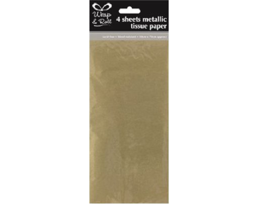 (4) METALLIC GOLD TISSUE PAPER SHEETS  12S