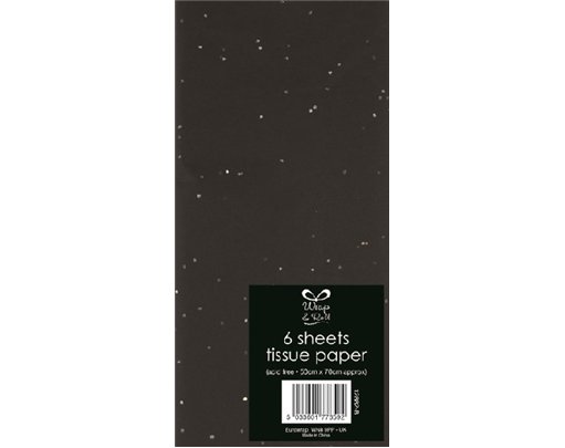 (6) BLACK GLITTER TISSUE SHEETS  12S