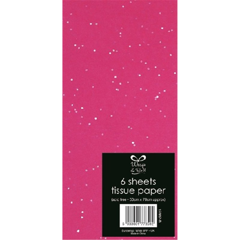 (6) PINK GLITTER TISSUE SHEETS  12S