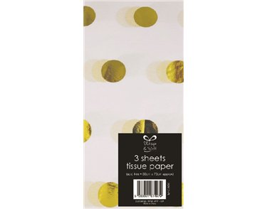(3) GOLD FOIL TISSUE PAPER SHEETS  12S