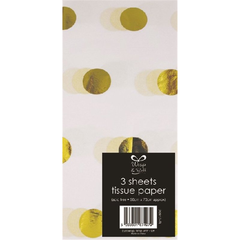 (3) GOLD FOIL TISSUE PAPER SHEETS  12S