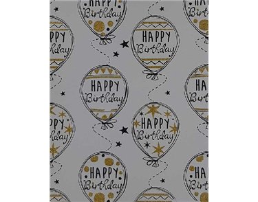 CHIN-CHIN BALLOONS GOLD GLITTER FLATWRAP  25S
