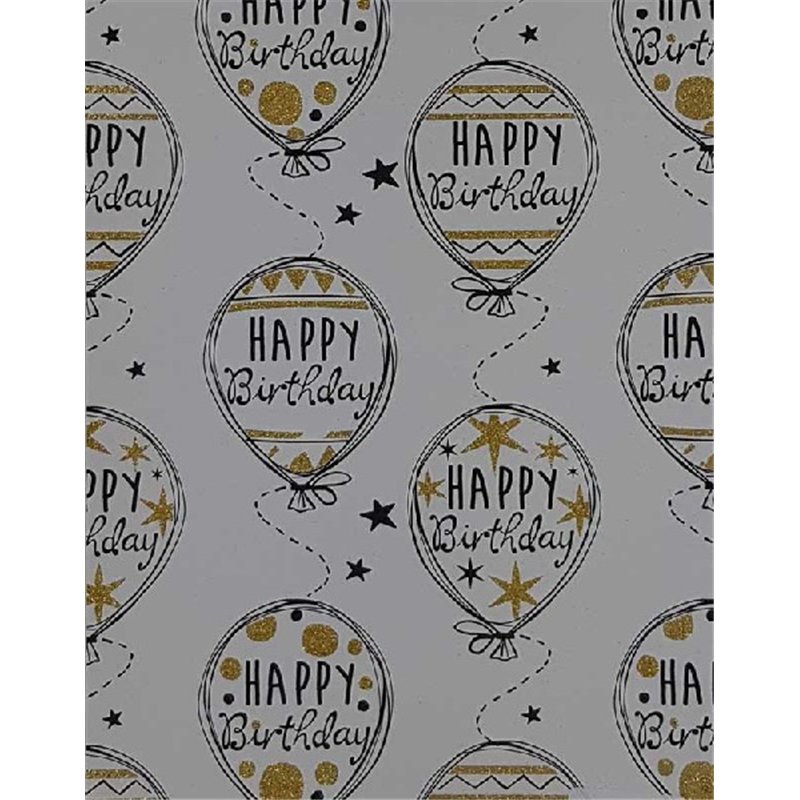 CHIN-CHIN BALLOONS GOLD GLITTER FLATWRAP  25S