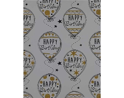 CHIN-CHIN BALLOONS GOLD GLITTER FLATWRAP  25S