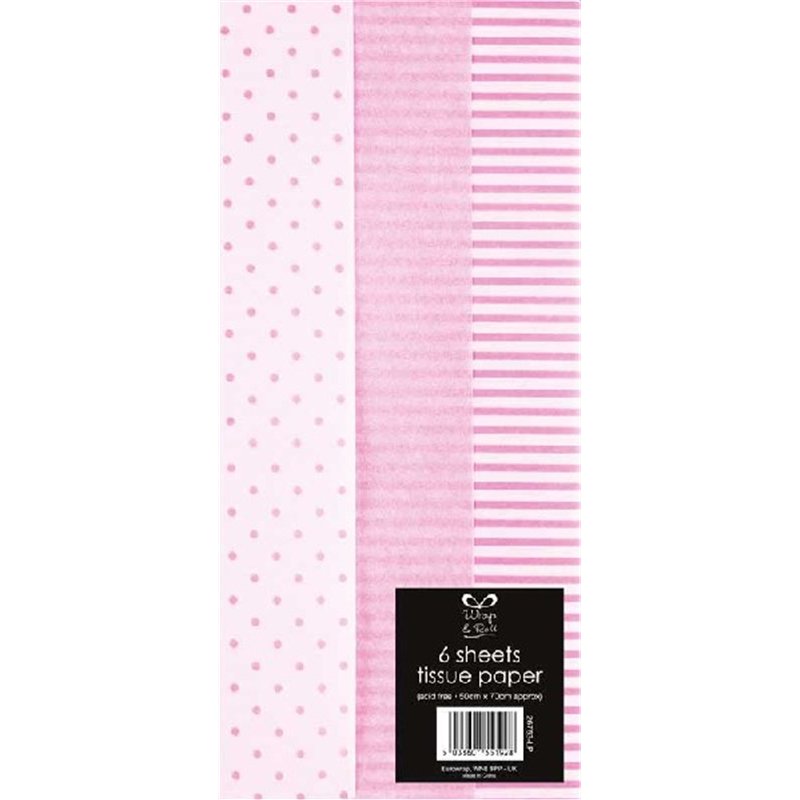 (6) BABY PINK TISSUE PAPER  12S