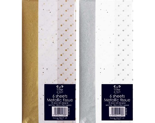 (2) GOLD & SILVER TISSUE PAPER  12S