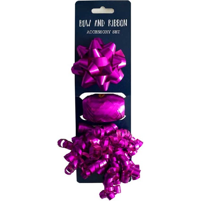 3PC FUSCHIA BOW AND COP SET