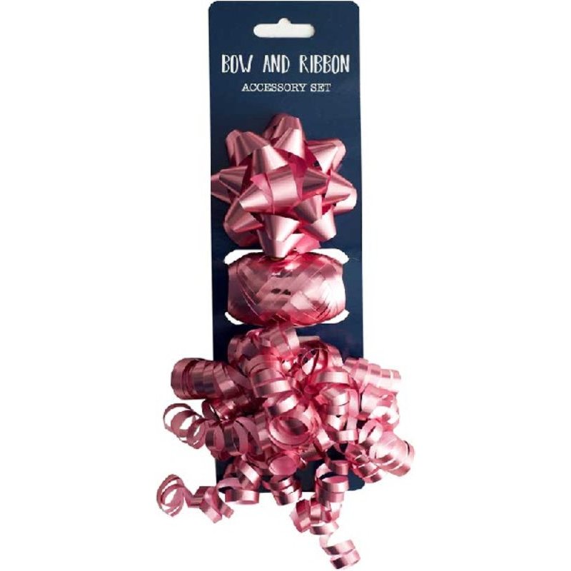 3PC PINK BOW AND COP SET