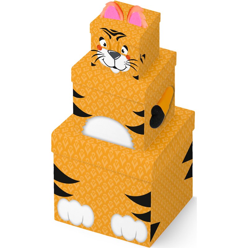 3PC PLUSH TIGER GIFT BOX